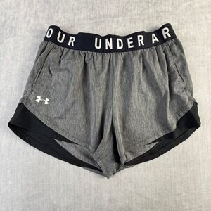 Under Armour Womens HeatGear Play Up 2-in-1 Shorts Gray Black Size 1X Athletic